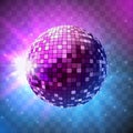 Disco ball with bright rays on transparent background Ã¢â¬â vector Royalty Free Stock Photo